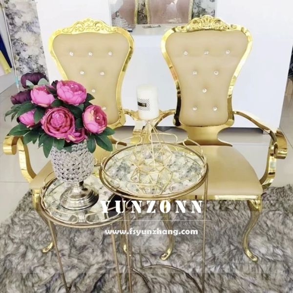 Luxury Romantic Stainless Steel Wedding Chair for Banquets and Royal Princess Events for Living Room Apartment or Villa