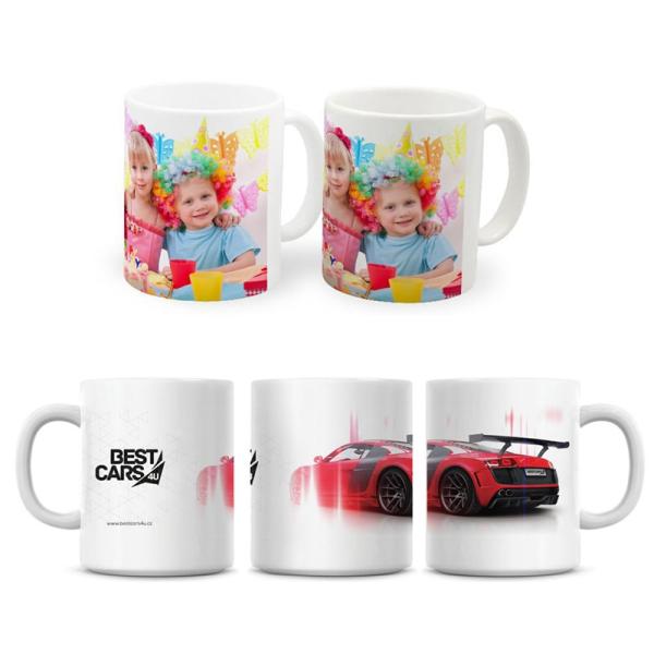 Custom Patterned Ceramic 11oz White Coffee Cup with HANDGRIP Portable Gift