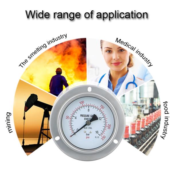 4 Inch Stainless Steel Pressure Gauge 2500bar G Thread Hydraulic Universal Manometer