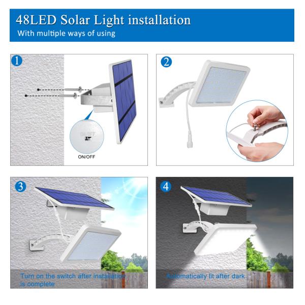 1000 Lumens Wall Mounted Solar Light 5500mAh Battery LED Outdoor Lighting