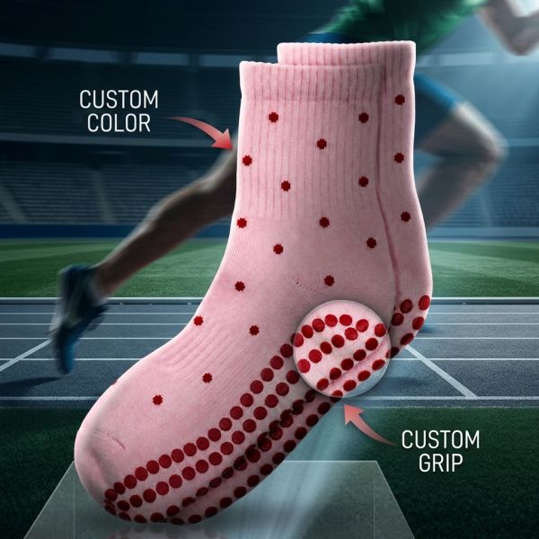 Custom Polka Dot Soft Cotton Non Slip Pilates Socks