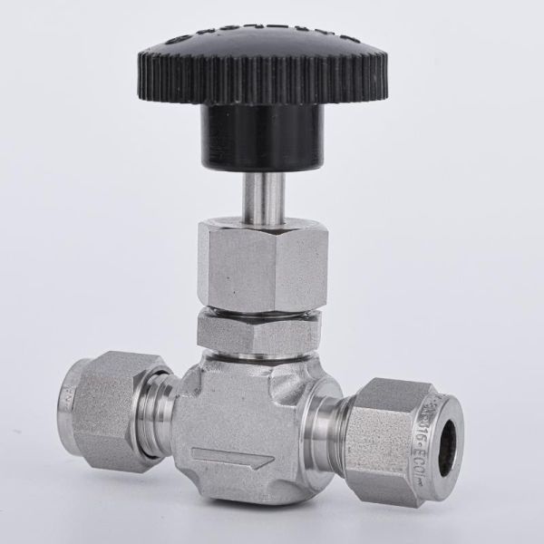 SS316 Stainless Steel Double Ferrule Needle Valve Straight Compression End Knurled Handwheel Needle Globe Valve