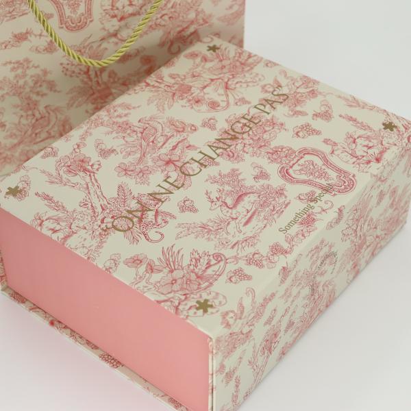 Emballage cosmétique rose personnalisé boîtes cadeaux pliables carton Magnet boîtes pliantes avec emballage imprimé sacs cadeaux