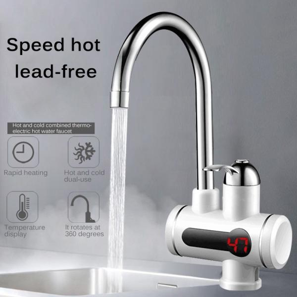 Deck Mounted 3000W Kitchen Instant Hot Water Tap With LED EU Plug