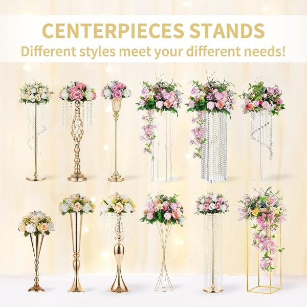 Clear Floor Flower Acrylic Vase Stand Wedding Center Decoration 3 Pieces Birthday Party