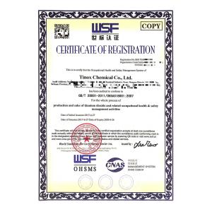 Tinox Chemical Co., Ltd. Сертификации
