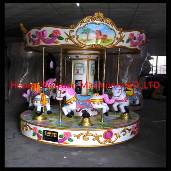 kids playground 6 Seats Music family rides carousel Merry Go Round Adjustable Speed Mini Horse Rides