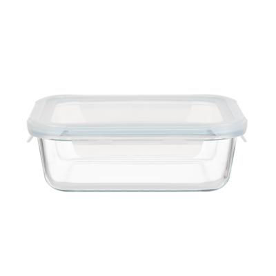 Customized Clear Glass Food Container Glass Food Prep Containers With Outer Edge 4 Lock PP Lid