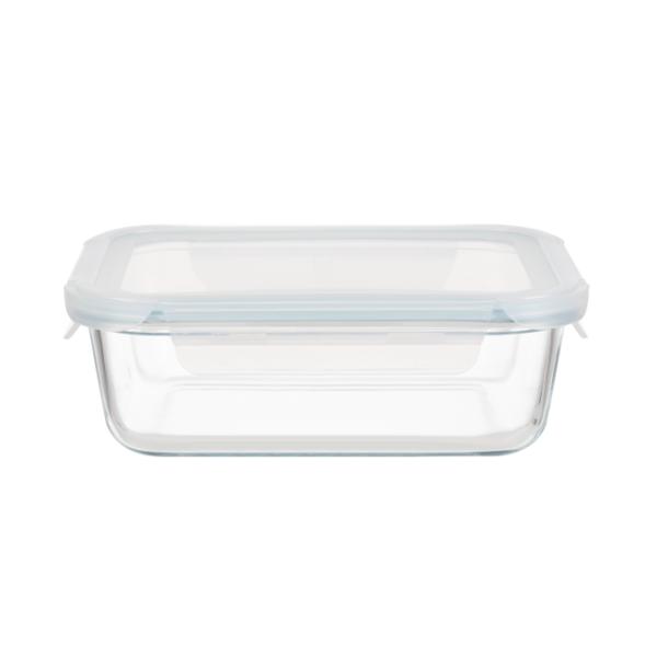 Customized Clear Glass Food Container Glass Food Prep Containers With Outer Edge 4 Lock PP Lid