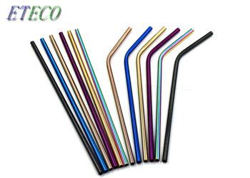 Outdoor Picnics Colorful Stainless Steel Drinking Straws Easy Cleaning