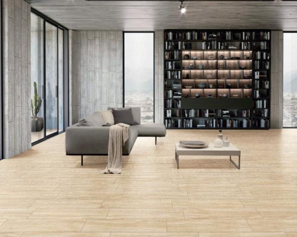 Beige Wooden Porcelain Tile 150x900mm Inkjet Printed
