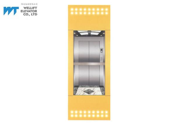 Panoramic Glass Building Lift Design Car Cover Steel Plate Spraying With Decoration Lamp