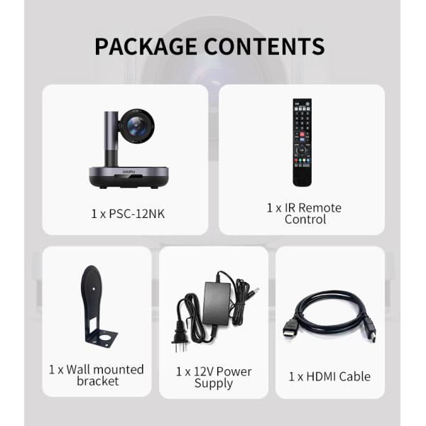 DAIPU PSC-12NK 4K 12X Optical Zoom NDI 3G-SDI HD-MI PTZ Camera for Conference Calls