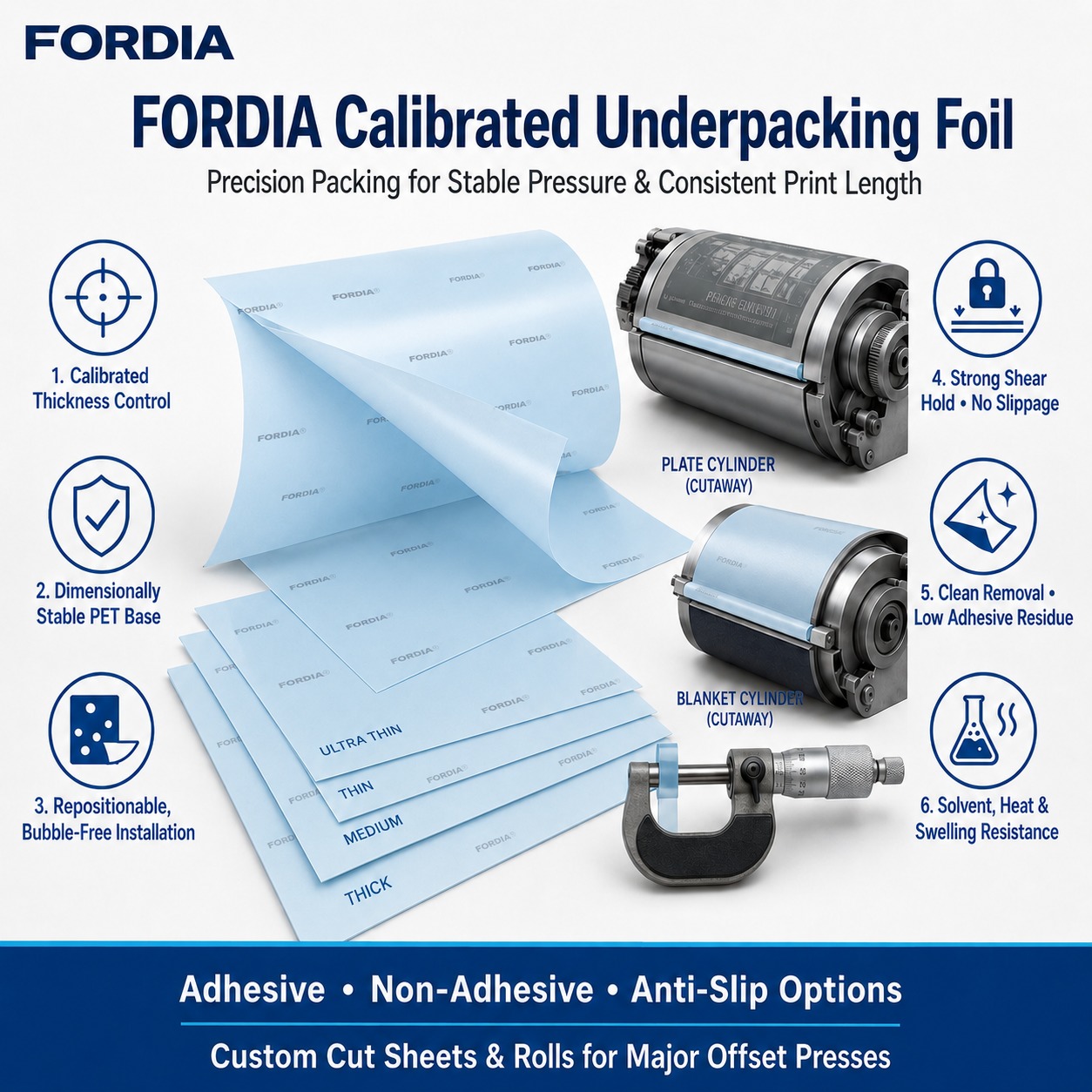 Multiple Thickness Underpacking Foil Self Adhesive Packing Sheet Film Customizable