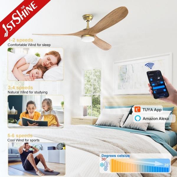 Moderno Design 1stshine LED Fabricação de ventilador de teto com dimmer de suporte e lâminas de madeira