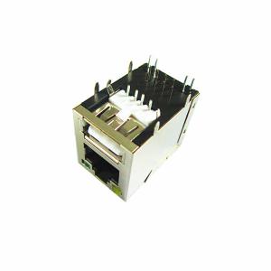 Leds TMRJUSB1EX111と保護される単一の港USB 2.0 RJ45モジュラー ジャック