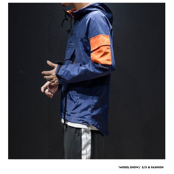 Men Nylon Pullover Hooded Lightweight Windbreaker Jackets Waterproof