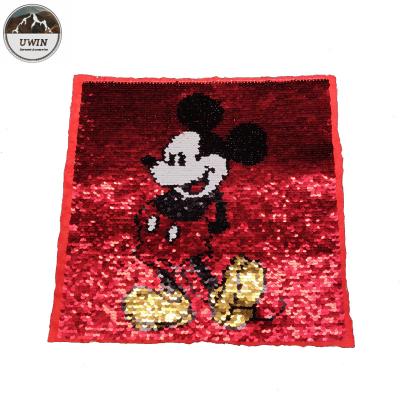 Popular Mickey Mouse Sew On Patch , Cartoon Reversible Applique Sequin Patches