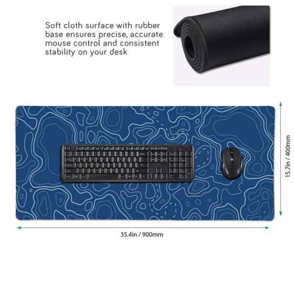 Art Strata Blue Mouse Pad Basic Gaming Mat Natural Rubber Fabric XXL PC Keyboard