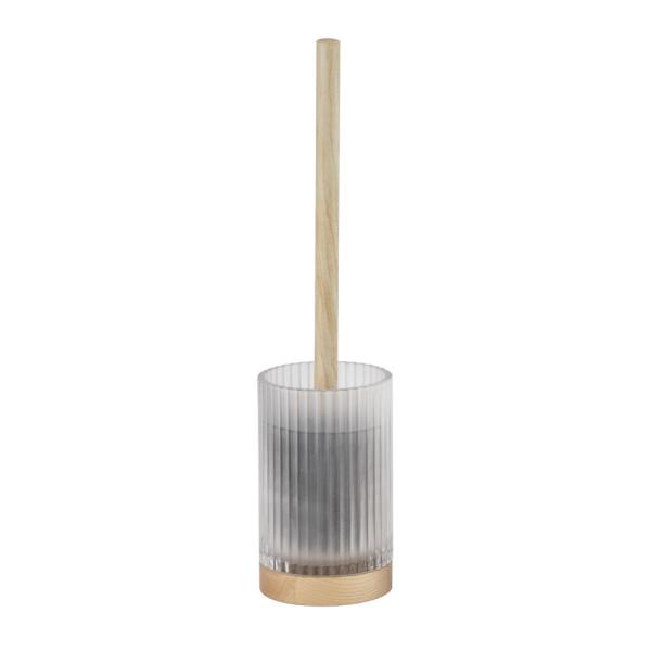 Frosted Glass Bathroom Shower Accessories Set Lotion Pump Containers Natural Wooden Parts