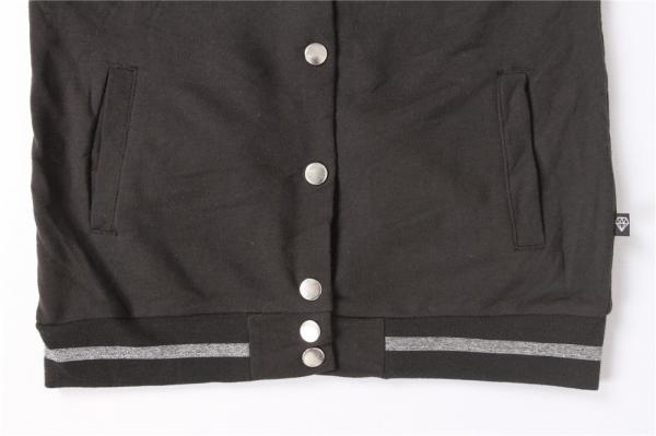Black Grey Kids Terry Bomber Jacket 65% Polyester 35% Cotton