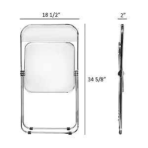 Modern Acrylic Stackable, Plastic Folding Dining Room Armless Home Comfortable Event Chair, Clear, Transparent
