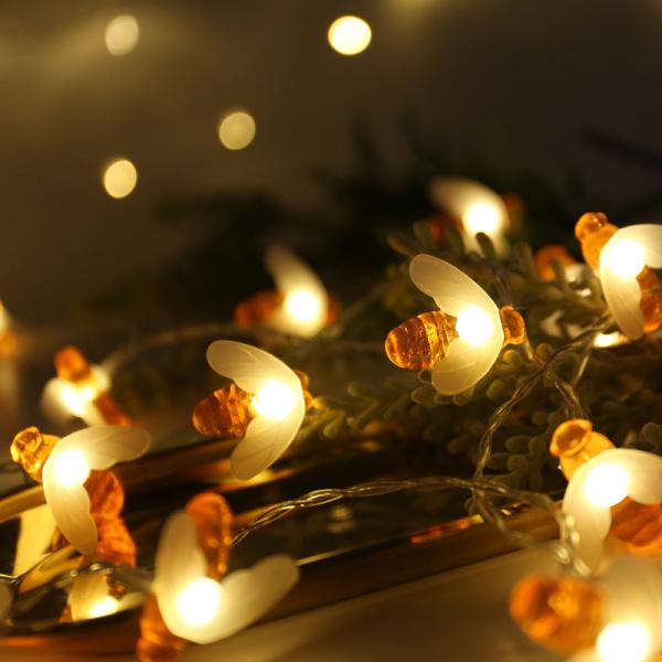Honey Bee Fairy String Lights LED USB & Battery Operated with Remote Control for Wedding Party Festival Indoor Outdoor Decor
