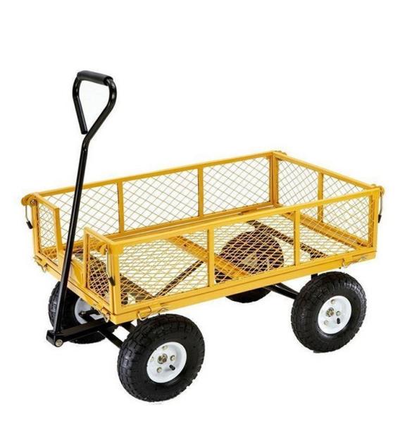 Mesh Structure Garden Wagon Cart Iron Hand Collapsible Garden Trolley