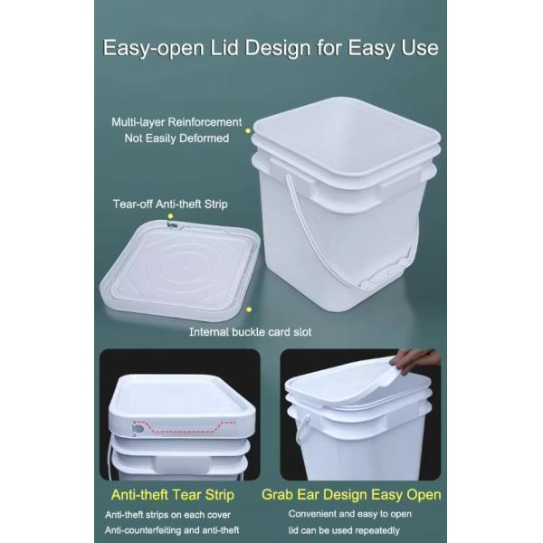 Initial Payment Food Grade Square Rectangle Plastic White Container PP Bucket with Lid