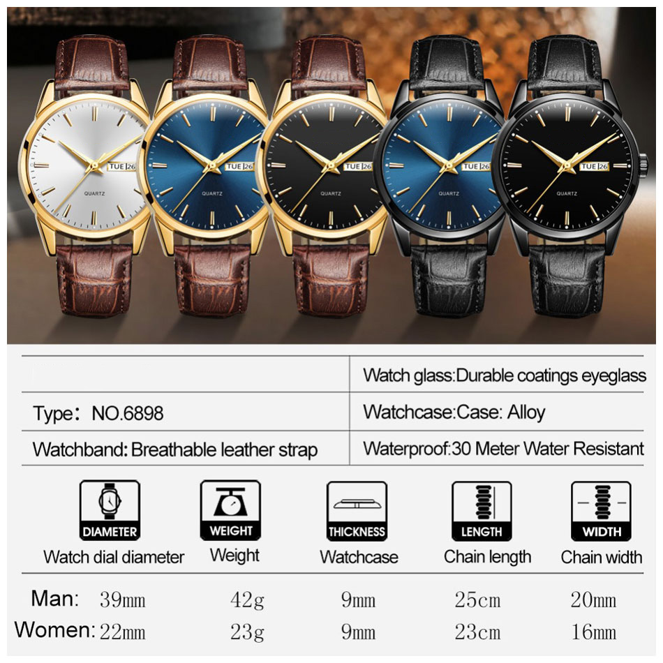 Ремень кожи Брауна наручных часов Goldtone 39mm Unisex людей наручных часов 3BAR