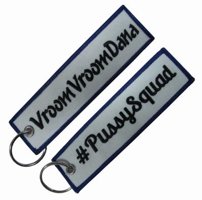 Metal ring 9 colors Twill Fabric Custom Embroidered Keychain