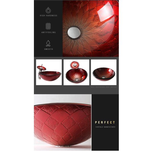 Раковина санитарного Faucet водопада изделий декоративного стеклянная для таза мытья Bathroom