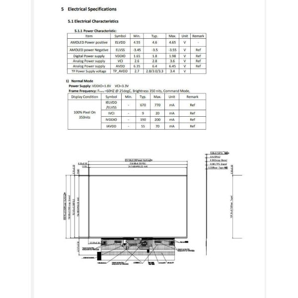 11.5 Inch AMOLED Display Module with 2560*1600 Resolution and RM69380 Drive IC