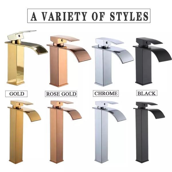 Faucet раковины Bathroom водопада SUS304 в золоте золота Chrome розовом