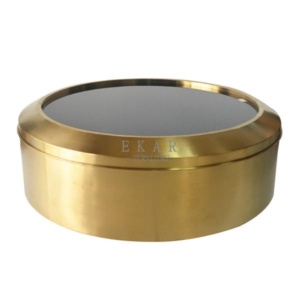 round metal glass contemporary living room low height coffee table