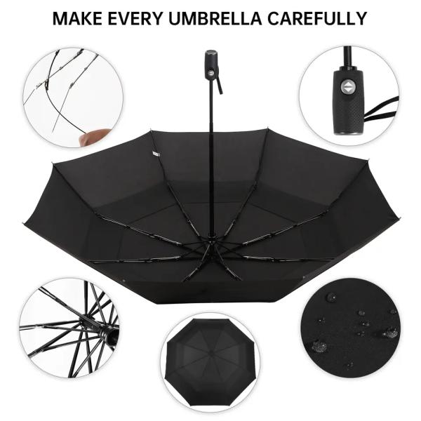Customized Color Wind Resistant Small Folding Backpack Umbrella for False Double Layer