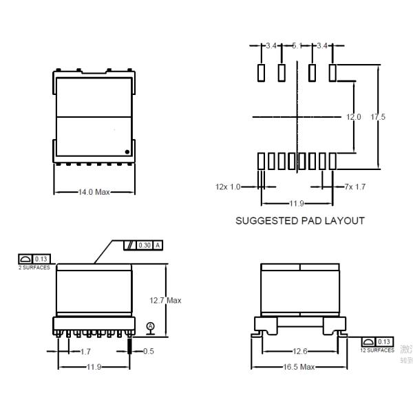 Поверхностный трансформатор обратной связи ЭП-145СГ 8.5А держателя СМД СМПС для беспроводных заряжателей
