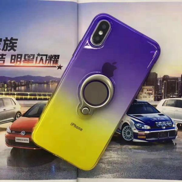 Double Color Gradient Ring Magnetic Car Mount Holder Soft TPU Case Back Cover For Huawei Mate 10 Lite/NOVA2i P20 Pro Y6