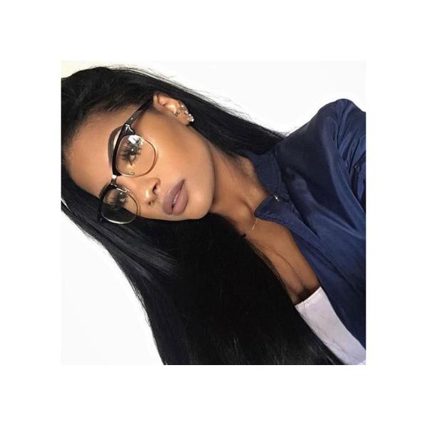 Soft Brazilian Human Hair Lace Front Wigs With Silky Straight Natural Color Looking