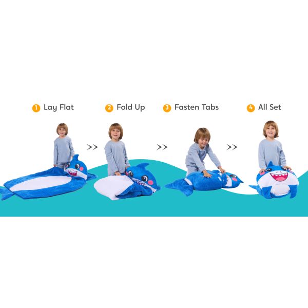 Shark Toddler Nap Mat for Kids Ages 3+  for Preschool with Pillow & Blanket