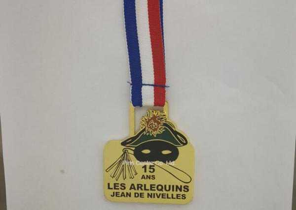 Personalized Enamel Medal Ribbons , Awards Karate Medals Die Casting