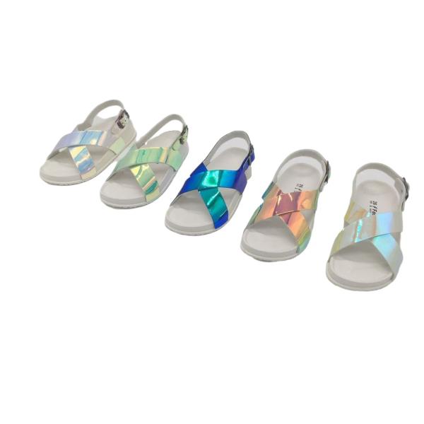 Printed Injection Open Toe Mirror Flat Summer Sandal
