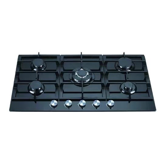 5 Burner Gas Cooktop with Automatic Ignition and Built in Tempered Glass Gas