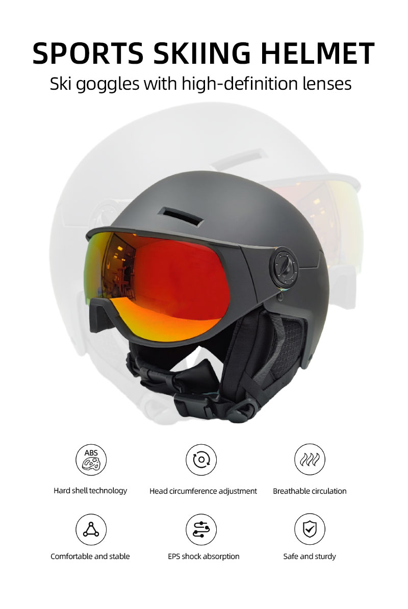 Black Style Ski Helmet Adult CE EN 1077 Safety Winter Skiing Snow Helmets Goggles Snowboard Protective Head Accessories