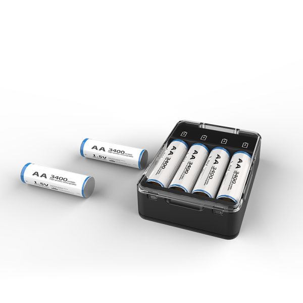 Lightweight AA Rechargeable Batteries Lithium Battery Pack With 1000 Cycle Life And Charging Stand
