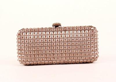 Pink Colored Glitter Clutch Purse , Box Shaped Metal Sequin Sparkly Evening Bags