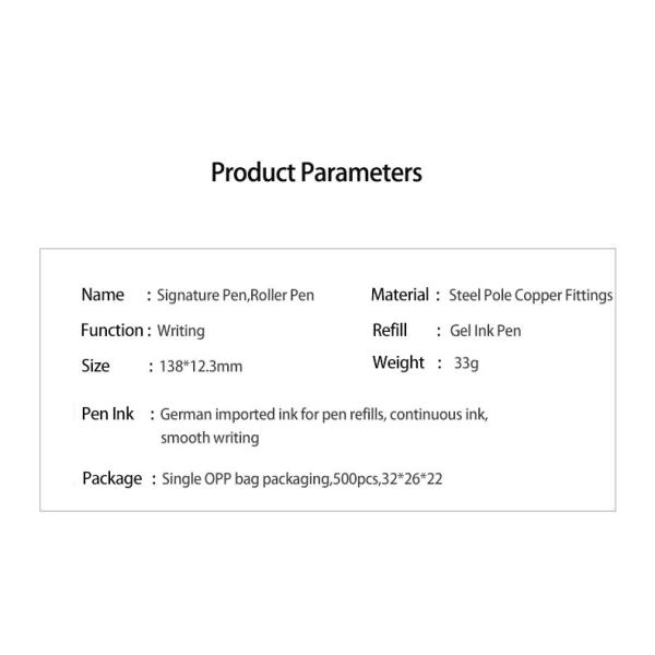 Stainless Steel Signature Neutral Pen Business Metal Roller Pen 0.7mm