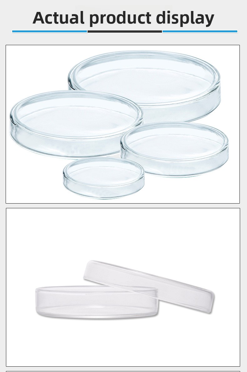 Glass Petri Dishes 90mm 60mm 75mm 120mm 150mm 180mm Cell Culture High Borosilicate Flat Model Fifty Jiangsu Origin