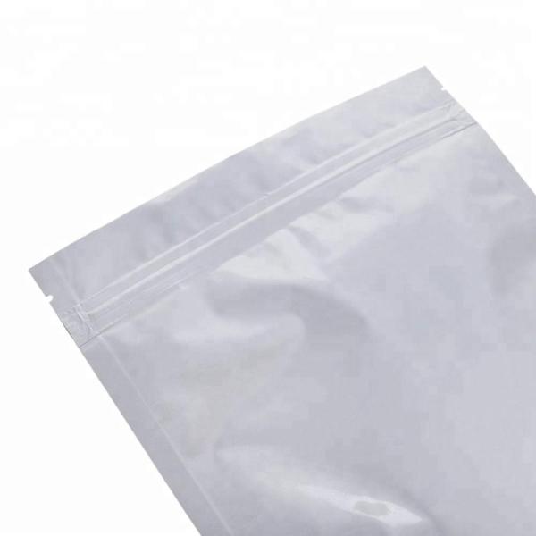 Food grade resealable retail stand up barrier pouch silver poly aluminum foil zipper bag for packaging snack/candy/tea