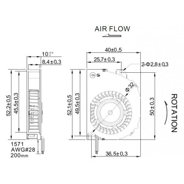4CM Waterproof Industrial Blower Fan Ball Bearing Plastic Frame And Impeller